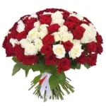 Букет из 101 красной и белой розы (70 см)